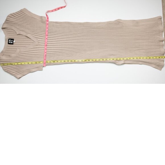 ANR+ Alp N Rock Ribbed Knit Dress Bodycon Cap Sleeve Midi Tan Size Small - Picture 6 of 6